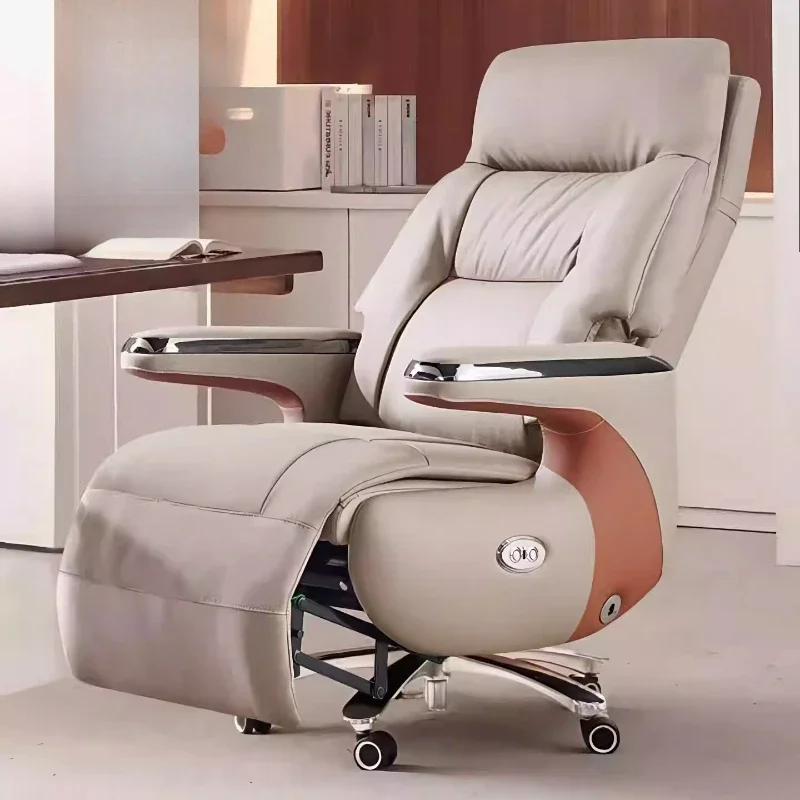 Electric Massage Boss Chair Heated Ventilated Gaming Chair Genuine Leather Executive Computer Seat Luxury Ergonomic Office Chair