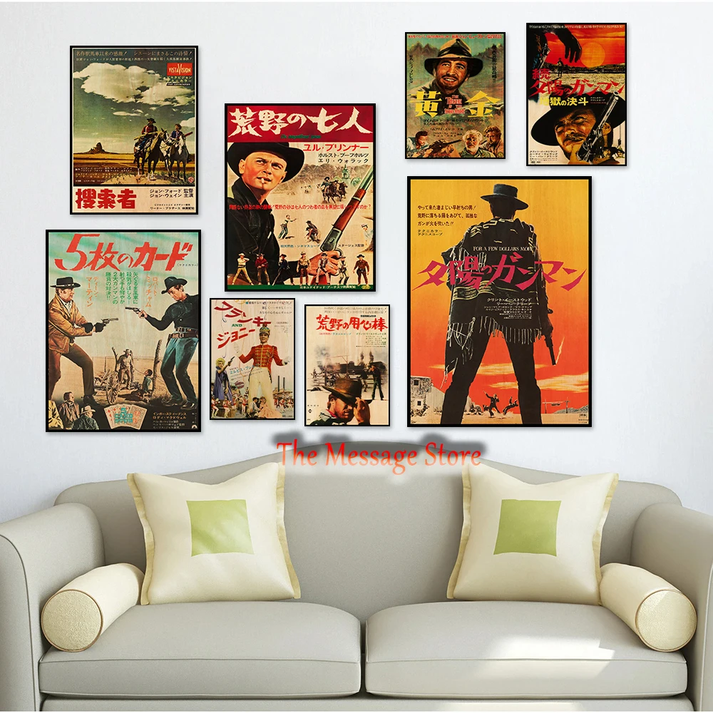 Western Movies Retro Covers for A Few Dollars More The Magnificent Seven Fistful of Dollars Poster Canvas Painting Picture Decor
