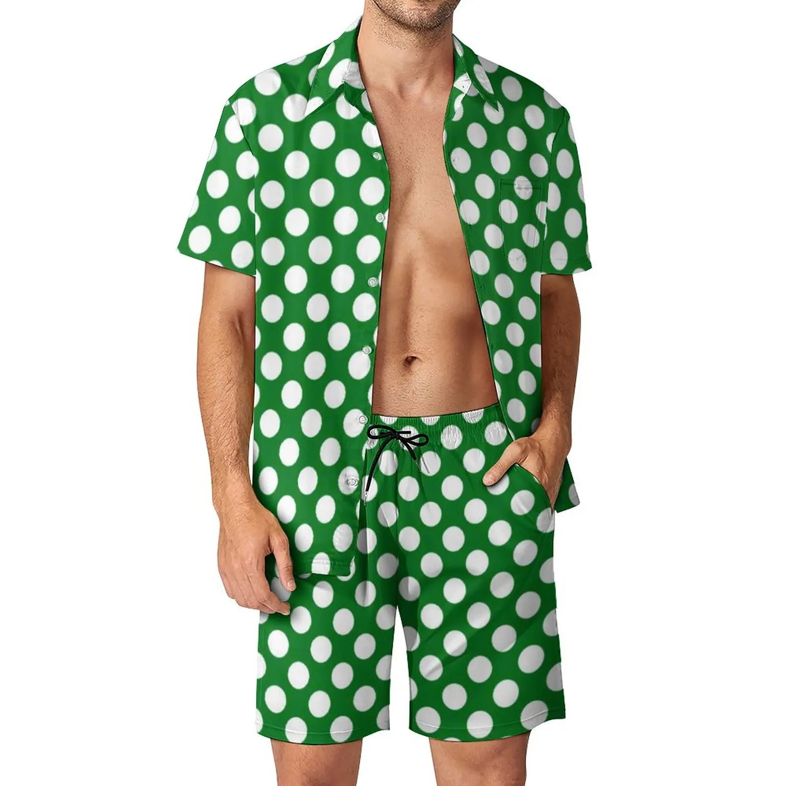 

Polka Dot Patty's Day Print Men Sets St Patrick's Day Holiday Casual Shirt Set Hawaii Beach Shorts Graphic Suit 2 Piece Clothes