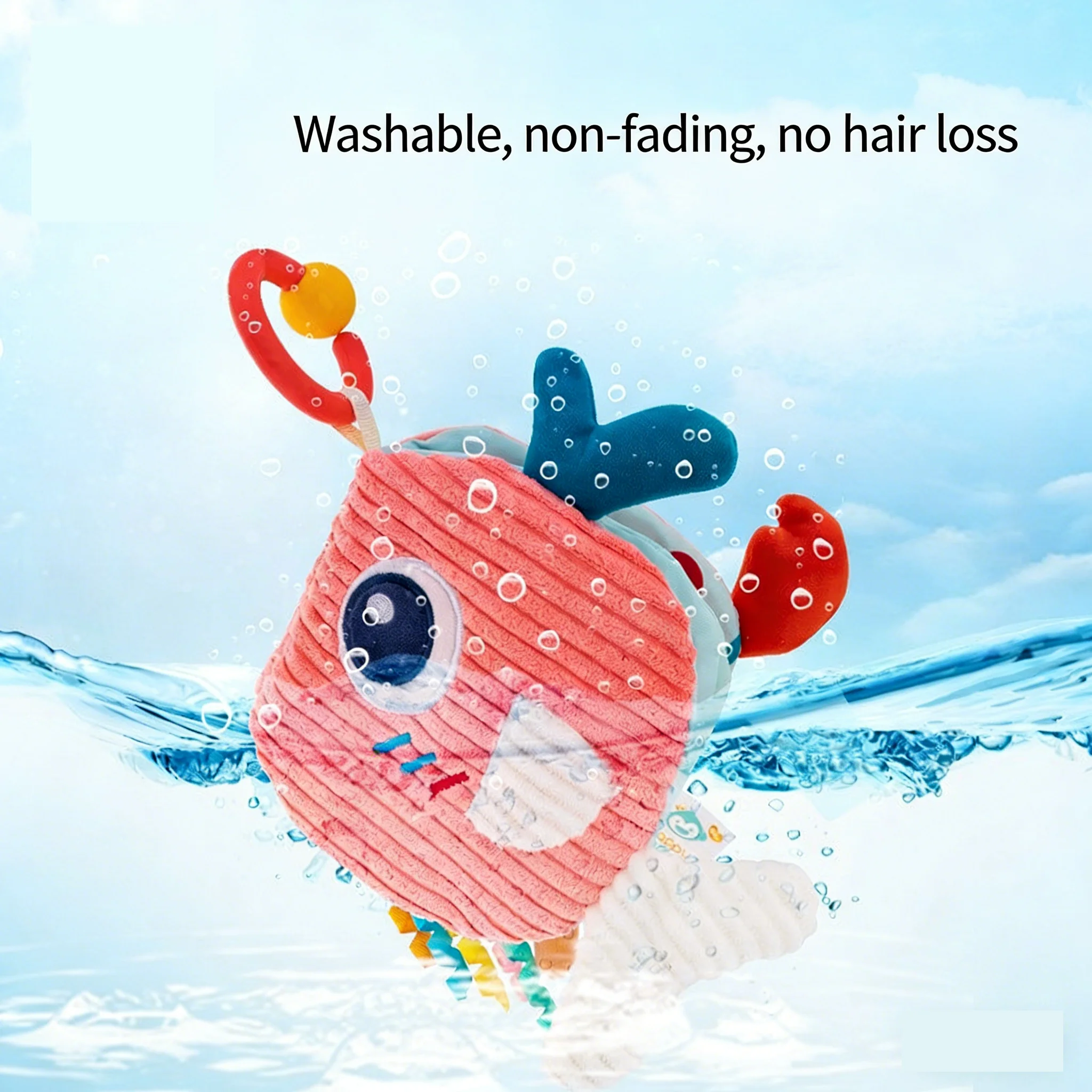 Soft Plush Animal Cloth Book Baby Sensory Toy with Crinkle Paper & Feather Teether Montessori Educational Rattle Early Learning