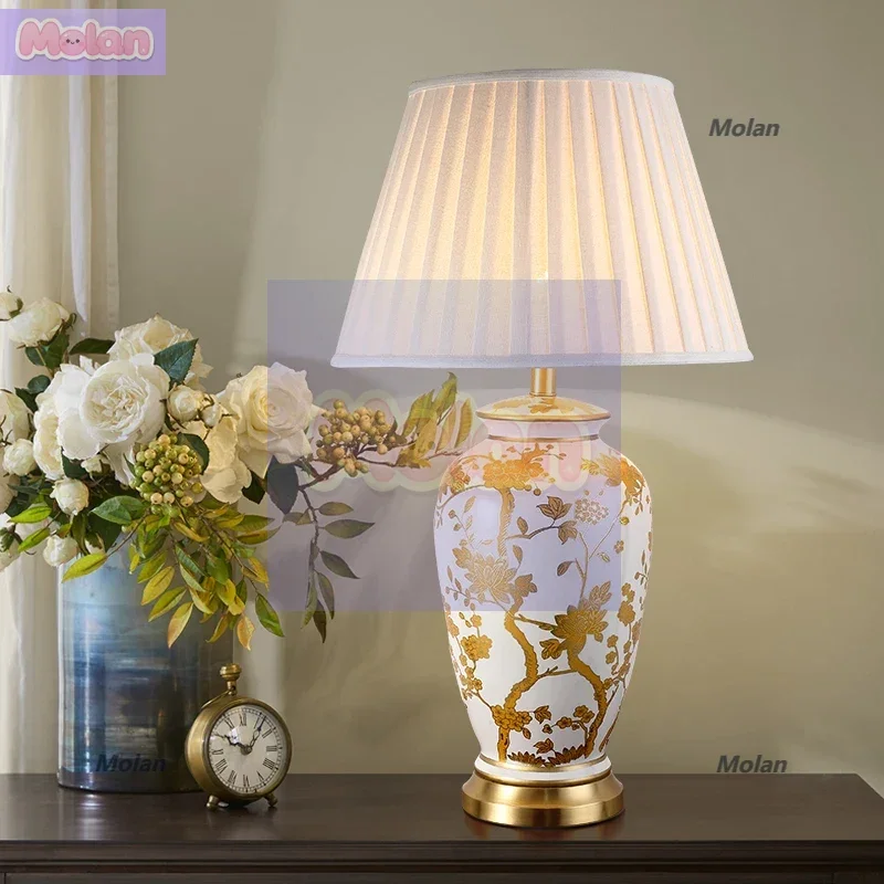 

American ceramic table lamp, living room bedroom bedside lamp, living room sofa corner study table l