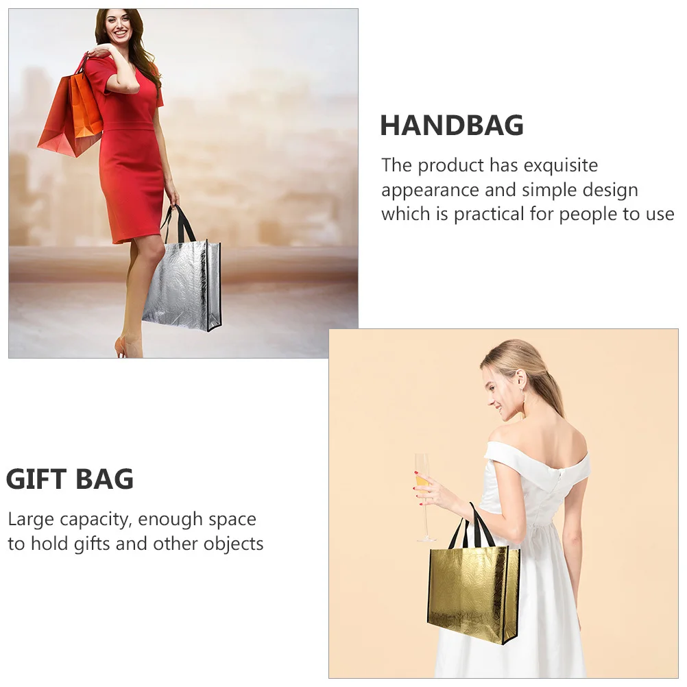 

12Pcs Non-Woven Gift Packing Bags Portable Store Shopping Bags Large Capacity Grocery Tote Reusable Shopping Handbags