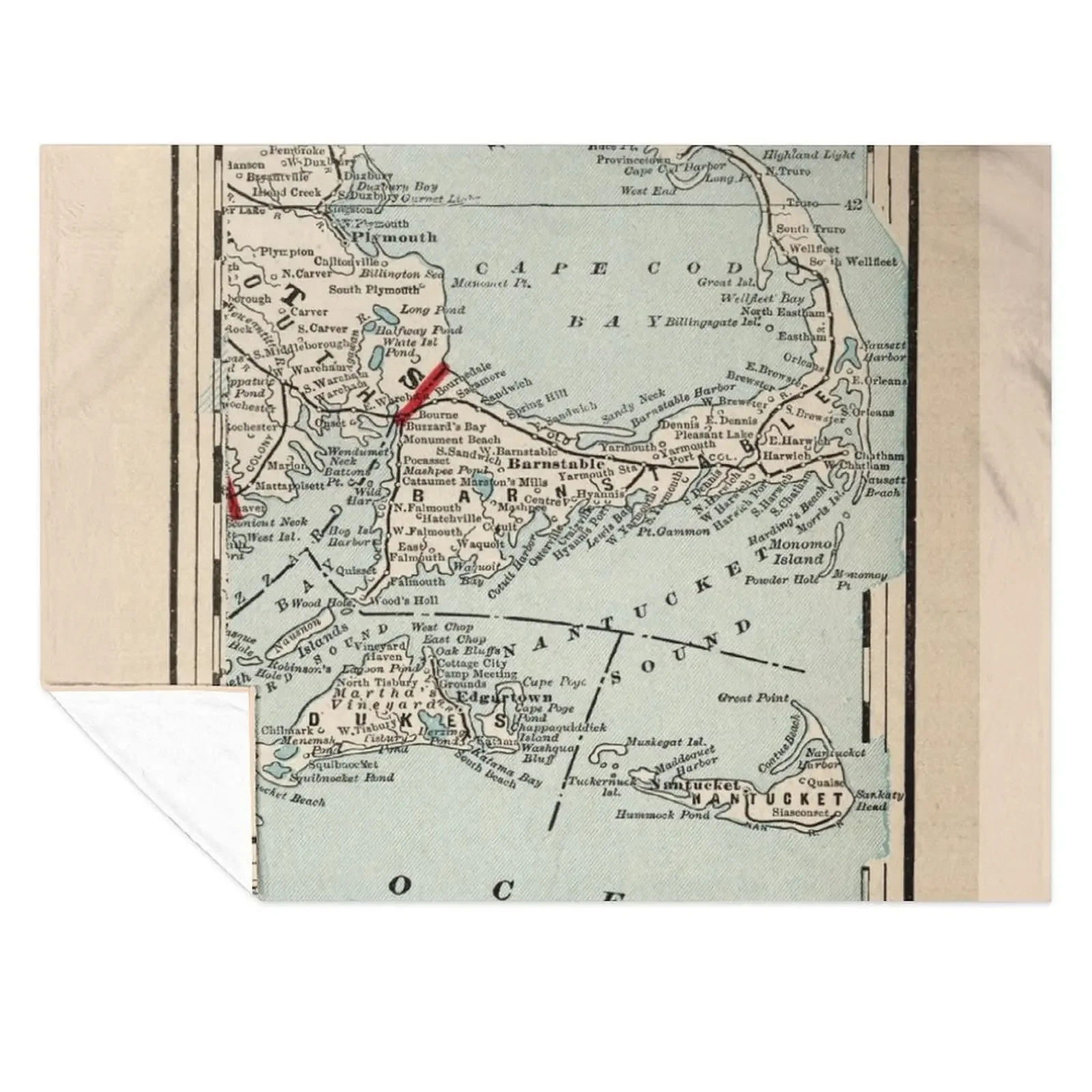 

Vintage Cape Cod Map (1893) Throw Blanket Loose Thermals For Travel Plush Furry Blankets
