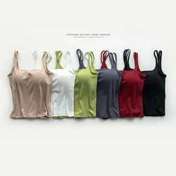 Six Colors Cotton Camisole Vest Women's Chest Pad Threaded One Piece Pajamas Comfortable Sleep Tops Sexy Bottoming Shirt