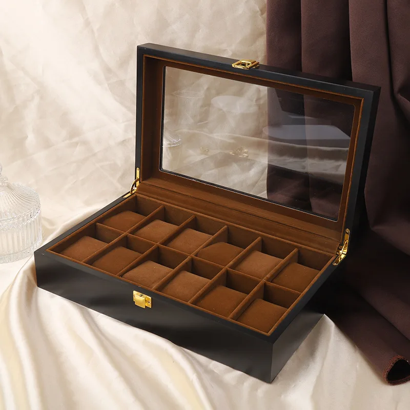 VANSIHO Wooden 6/10/12 Slots Watch Display Tray Packaging Gift Case Table Position Wood Material Watch Storage Box