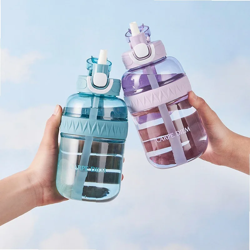 Summer outdoor Sports Water Bottle for Students, Leak-Proof Straw Cup, Drop-Resistant Space Cup, travel Simple Plastic Tumbler