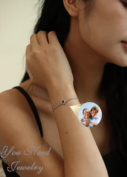 Bracelet de Projection de Photo Personnalisé pour Femme, Pendentif Niken Acier Inoxydable, Bijoux Imperméables, Cadeau de Noël et d'Anniversaire