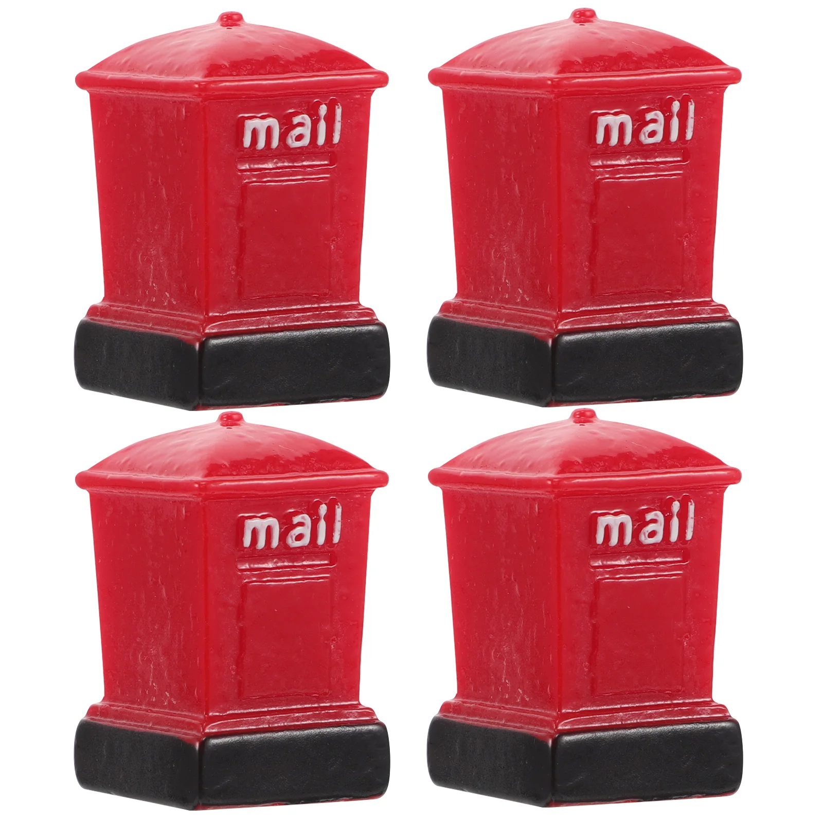 

4 pcs Miniature Mailbox Model: Resin Micro Landscape Ornament For Dollhouse Desk Tiny House Accessories, Mini Post Box Craft,