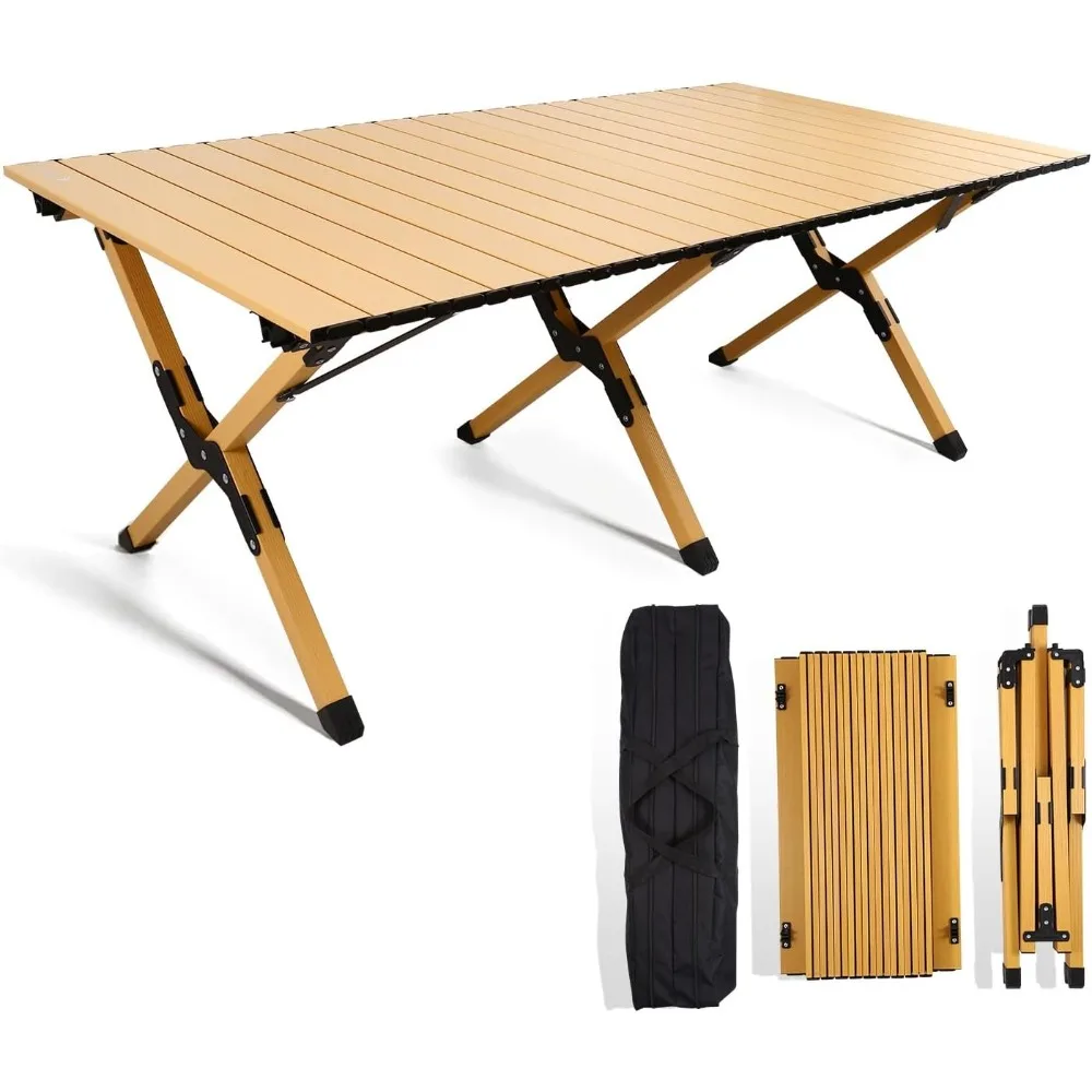 

Folding Camping Table, Lightweight Roll-Up Table Aluminum Low Portable Picnic Table with Carrying Bag for Outdoor, Beach, Picnic