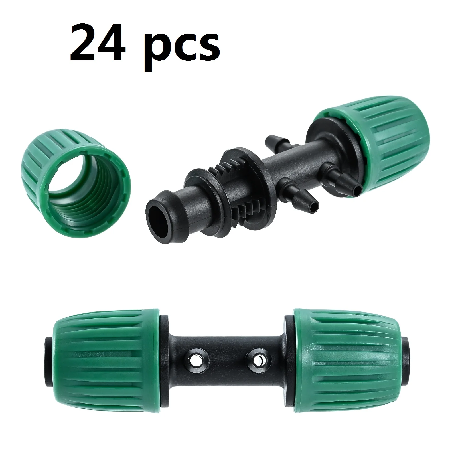 

24 шт./компл. колючий тройник, капельные фитинги, 6-сторонние поворотные фиксированные соединители с защитой от падения, от 1/2 до 1/4 дюйма, разделенные ирригационные трубки, внешний диаметр 0,60 дюйма-0,63 дюйма