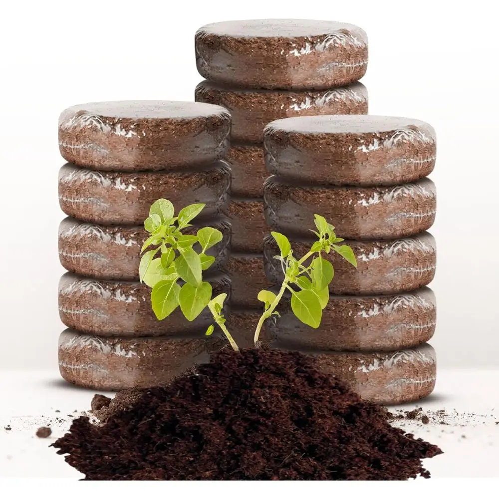 Expanding Organic Soil, Potting Soil for Indoor Plants & Herbs. Soil Discs Made from Coconut. Expands to Fit 3” and 4” Pots.