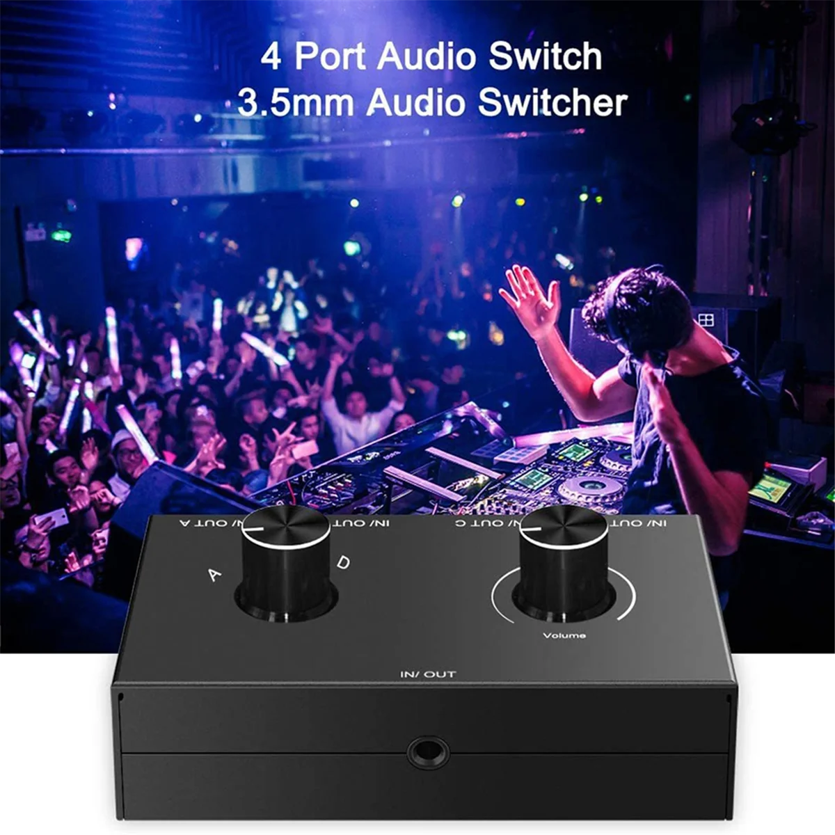 4 Way 3.5mm Jack Audio Switcher Stereo Bi-Directional Audio Switch Splitter Box 4 in 1 Out Headphone Amplifier HOT