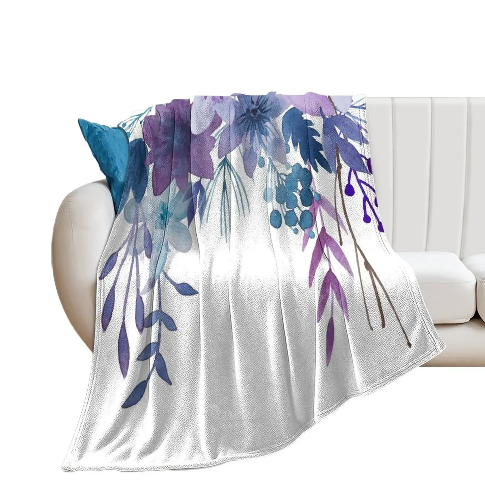 

Blue Purple Flowers Throw Blanket Weighted Bed linens Hairys Blankets