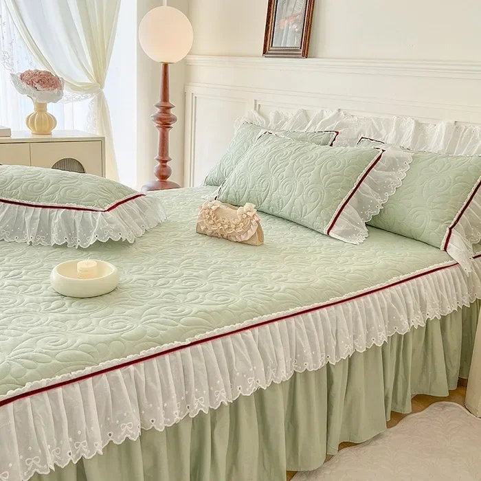 Class A maternal and infant grade, pure cotton ins Korean princess wind bed skirt single product cotton double-layer yarn lace