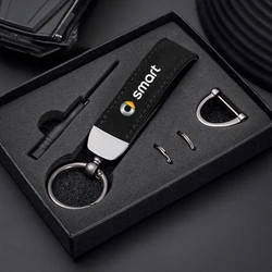 New Women Men Luxury Car KeyRing Suede Leather Car Keychain Accessories For Smart 451 brabus Smart 453 fortwo forfour