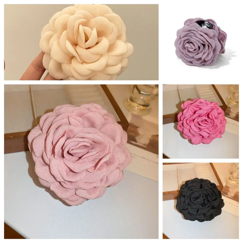 Doek Bloem Haarklauw Elegant Haar Ornament Haaraccessoires Grote Haarklauw Hoofdtooi Bloem Haar Krab Clip Bruids