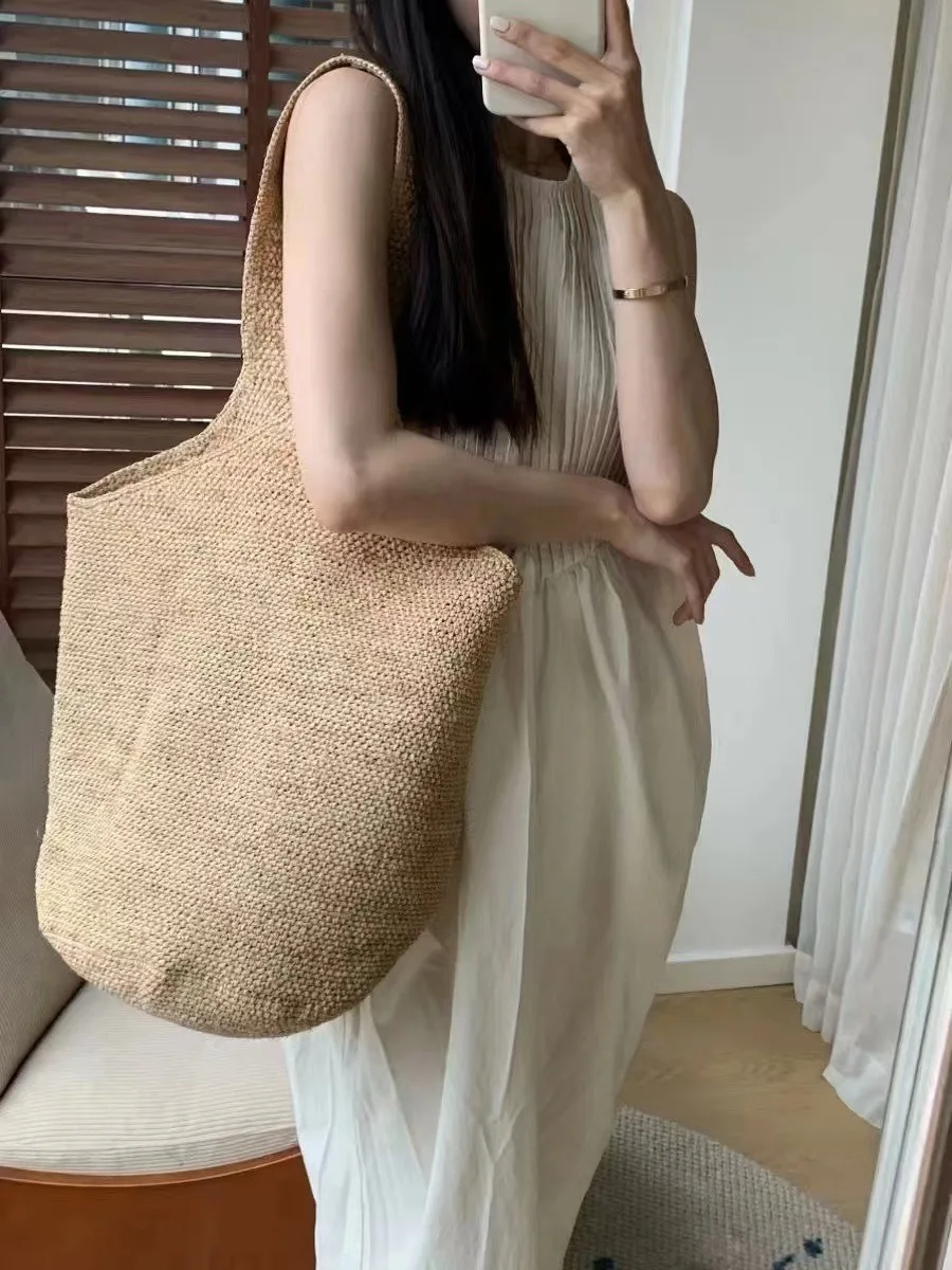 

Модная большая пляжная соломенная сумка из натуральной рафии, женская сумка на плечо, женская сумка
