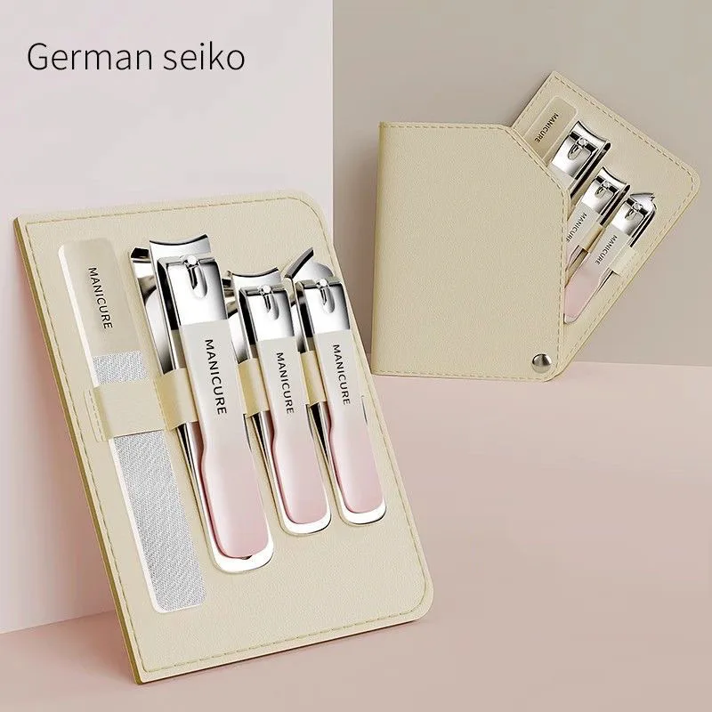 

4 PCS/Set High-End Stainless Steel Nail Clipper Set Exfoliating Clipper Nail Manicure Tool Diagonal Splash-Proof Nail Clippers