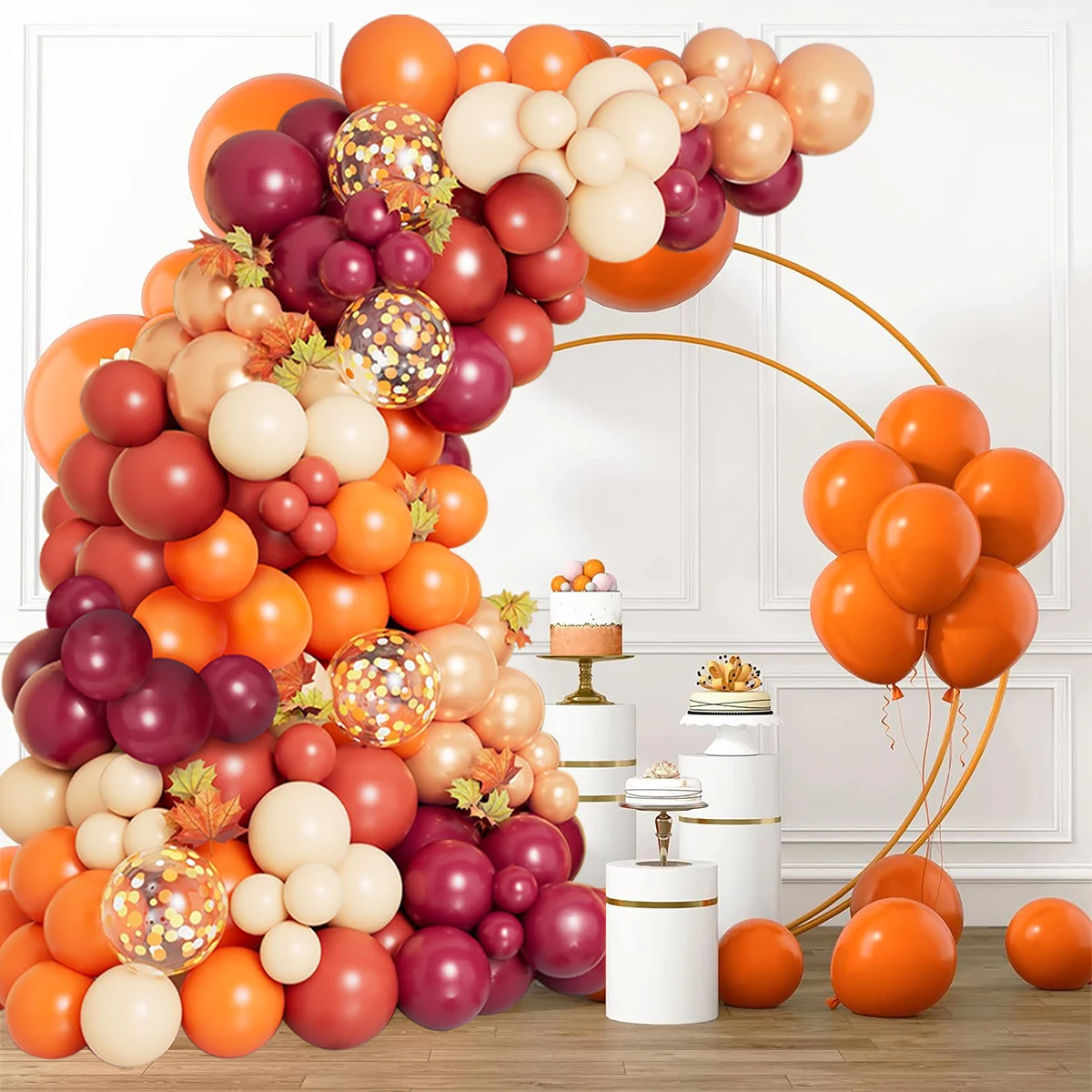 Burgundy Matte Orange Rose Gold Balloon Garland Arch Kit Birthday Party Decor Kids Wedding Party Supplies Baby Shower Balloon