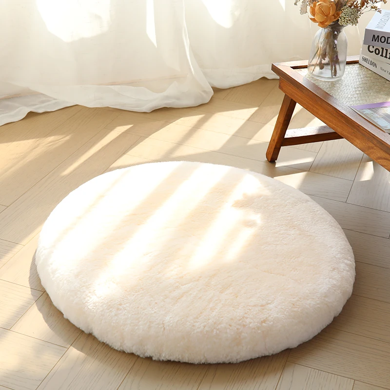 Sheep shearing seat cushion futon short wool thickened seat cushion  real fur round chair cushion bay window s
