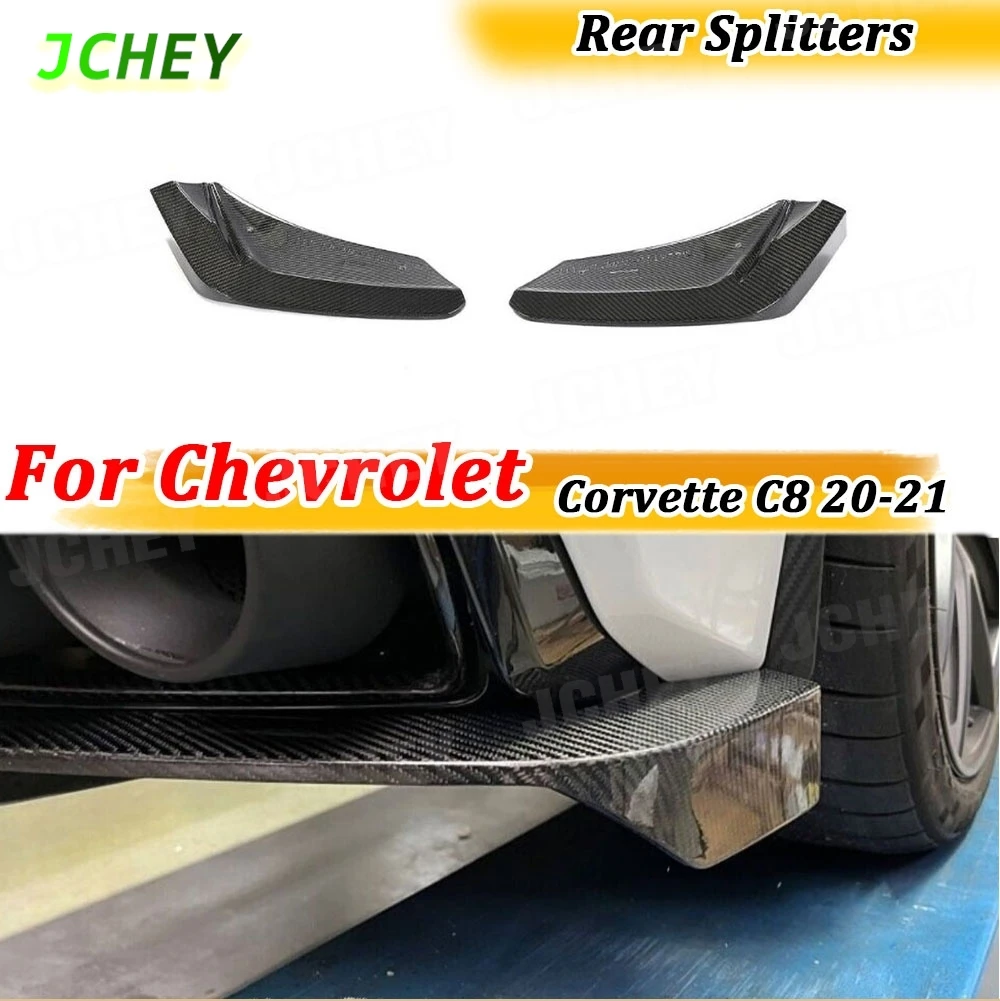 

for Chevrolet Corvette C8 2020-2021 Carbon Fiber Rear Bumper Splitters Fins FRP Rear Canards Splitters Moulding Trim Body Kits