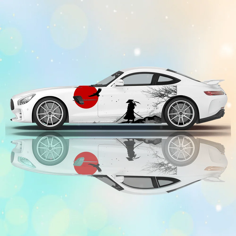 

Наклейки с изображением японских воинов, горного и водного пейзажа, кленовых листьев и волн; наклейки на весь кузов автомобиля для маскировки царапин и защиты; полноразмерные наклейки на автомобиль.