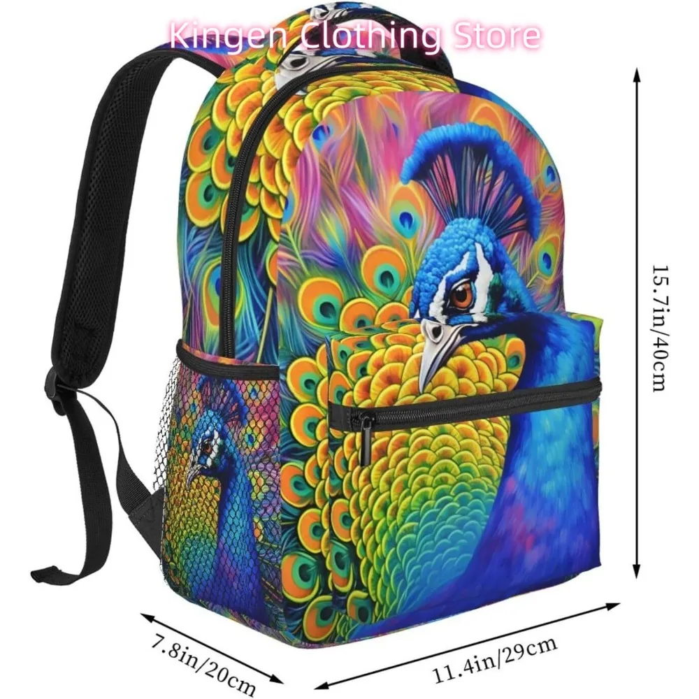 Bolsa para laptop de volta às aulas, pavão fofo, leve, mochila para laptop, leve, multiuso, viagem, casual, unissex, colega