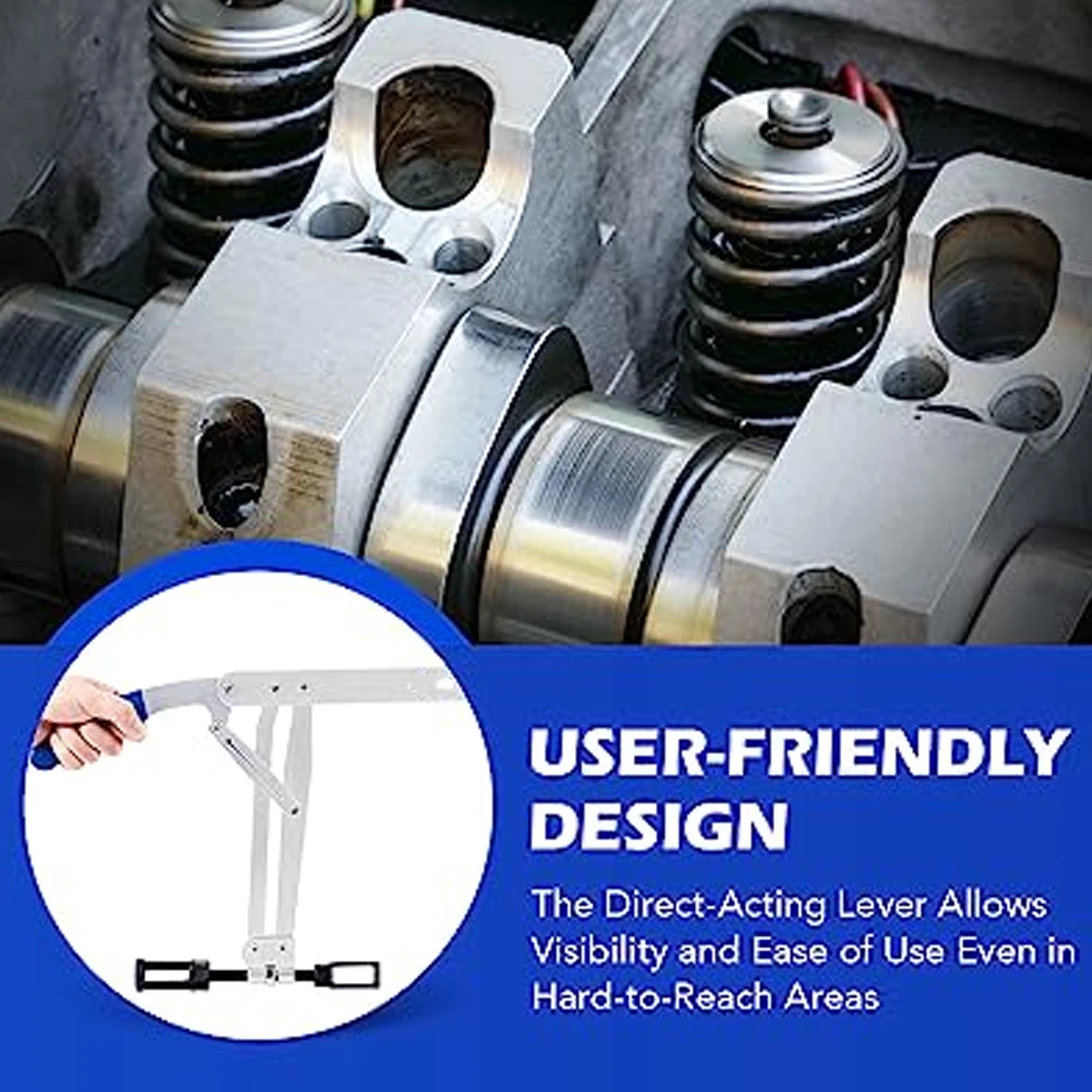 Multi-Functional Valve Spring Pliers for Overhead Cam Engines Downward Pressing Action with Ergonomic Silicone Gel Handles