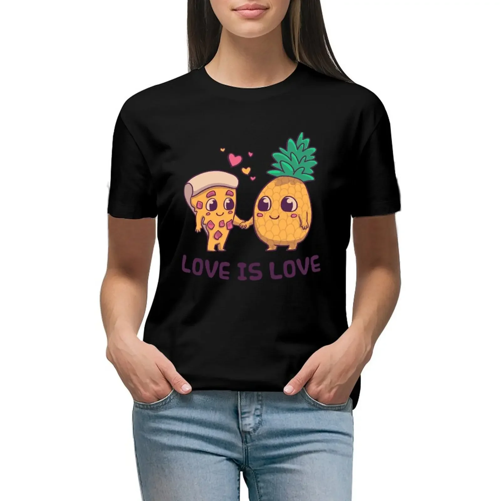 Love is Love Pineapple Pizza // Pride, LGBTQ, Gay, Trans, Bisexual, Asexual T-Shirt Female clothing summer clothes for Women