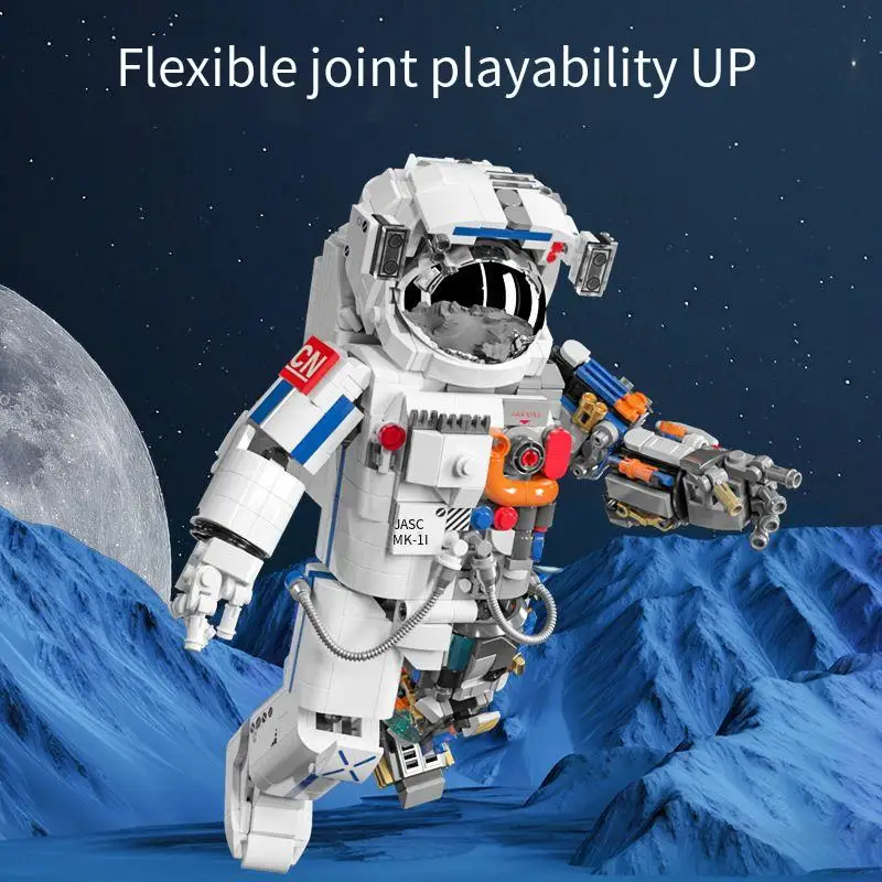 Space exploration series, dawn astronaut, building block, space rocket model, assembly, children's kit, toy