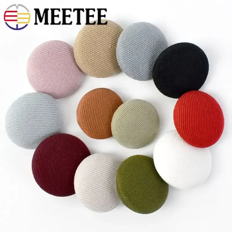 Meetee 50Pcs 11-30mm Cloth Covered Round Button For Coat Shirt Bag Decorative Buttons Buckles DIY Sewing Material Accessories