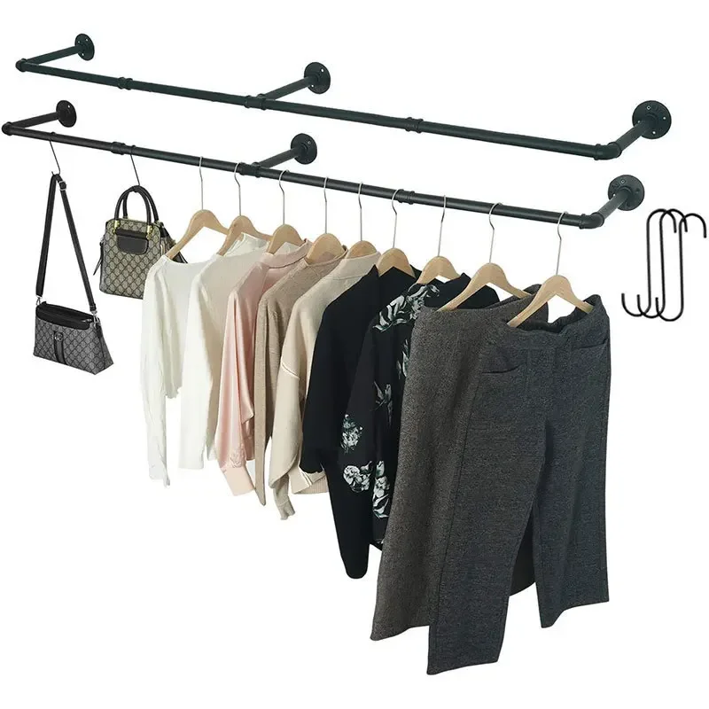 Industrial Style Clothing Store on the Wall Hanger Shelf, Coat Racks