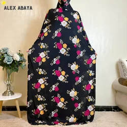 Ramadan Muslim Women's Abaya with Floral Prints, Prayer Garment, Hooded Dress, Islam Prayer Gown, Long Saudi Robe, Plus Size