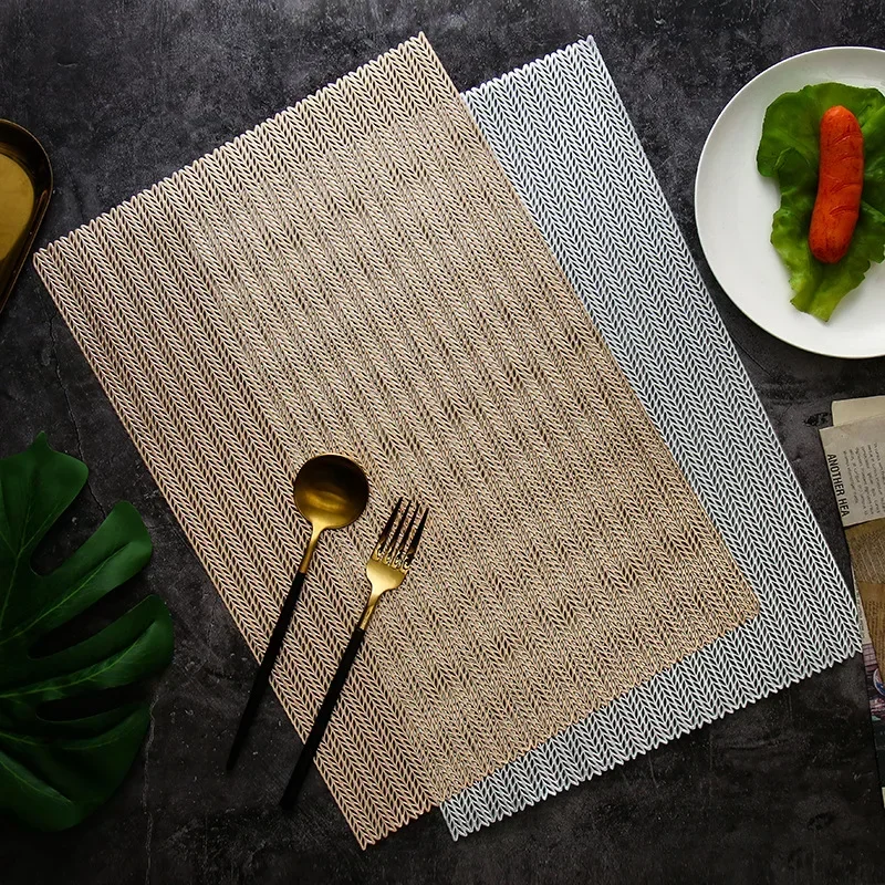 

6/4pcs Wheat Ear Stripe Placemat Hotel Restaurant festival Dining Table Decorative Mat Rectangular Table Non-slip Insulation Pad