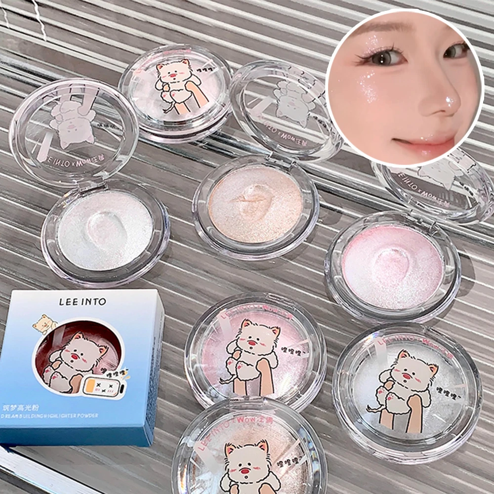 LEEINTO Cute Puppy High Gloss Powder Gloss Glitter Highlight Contour Palette Naturalny Połysk Konturowanie Trwały Lekki Delikatny