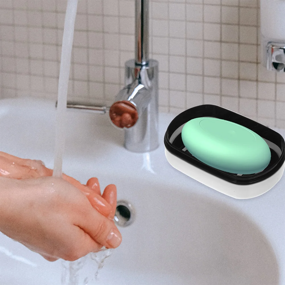 2Pcs Double Layer Soap Holder with Lid Portable Leak Proof Travel Soap Container Bathroom Storage Holder Large Capacity