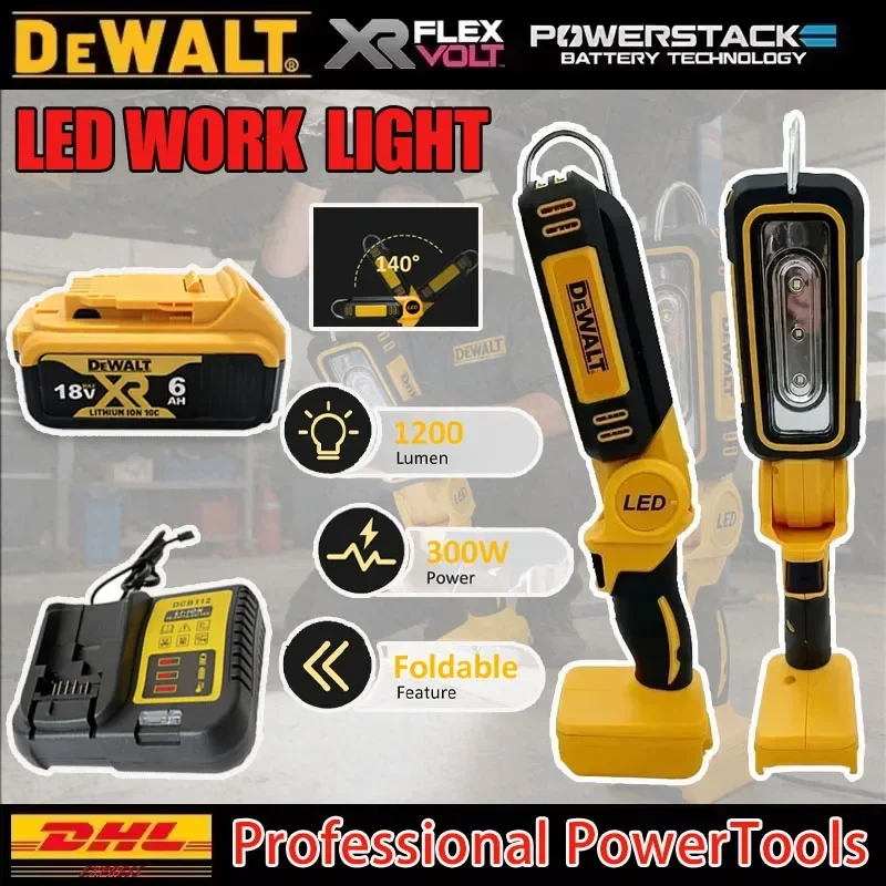 

Многофункциональный складной рабочий фонарь DEWALT 90 градусов, портативный кемпинговый фонарь, аварийный фонарик для обслуживания автомобилей с зарядным устройством