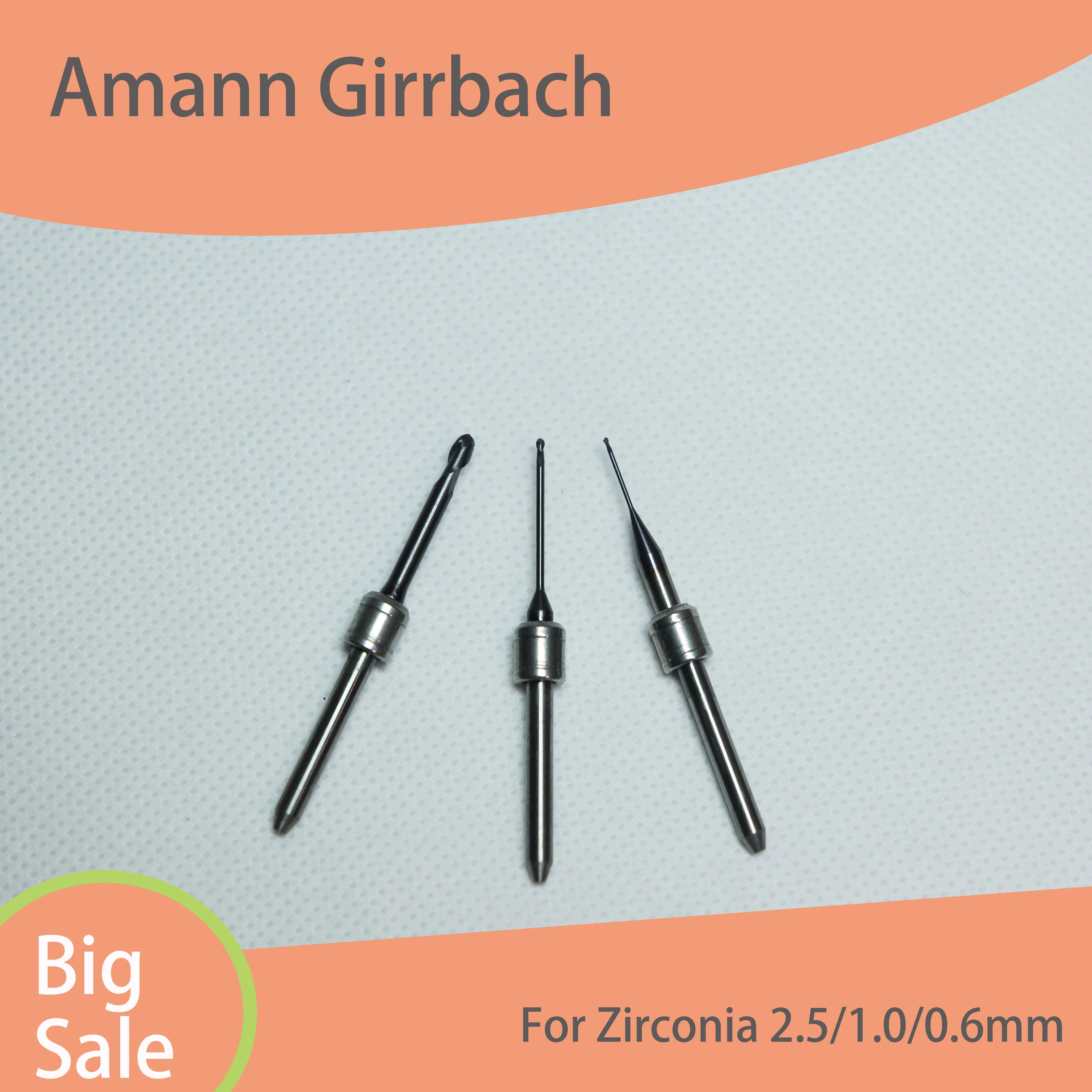 Amann Girrbach kompatybilne frezy do cyrkonia diament powlekanych DLC 2.5/1.0/0.6mm