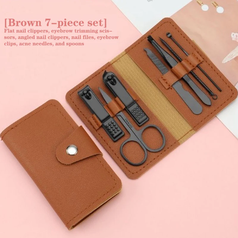 7 pezzi di alta qualità lima per unghie forbici per unghie Clipper Manicure Pedicure Kit comodo da usare Set Manicure robusto per viaggiare