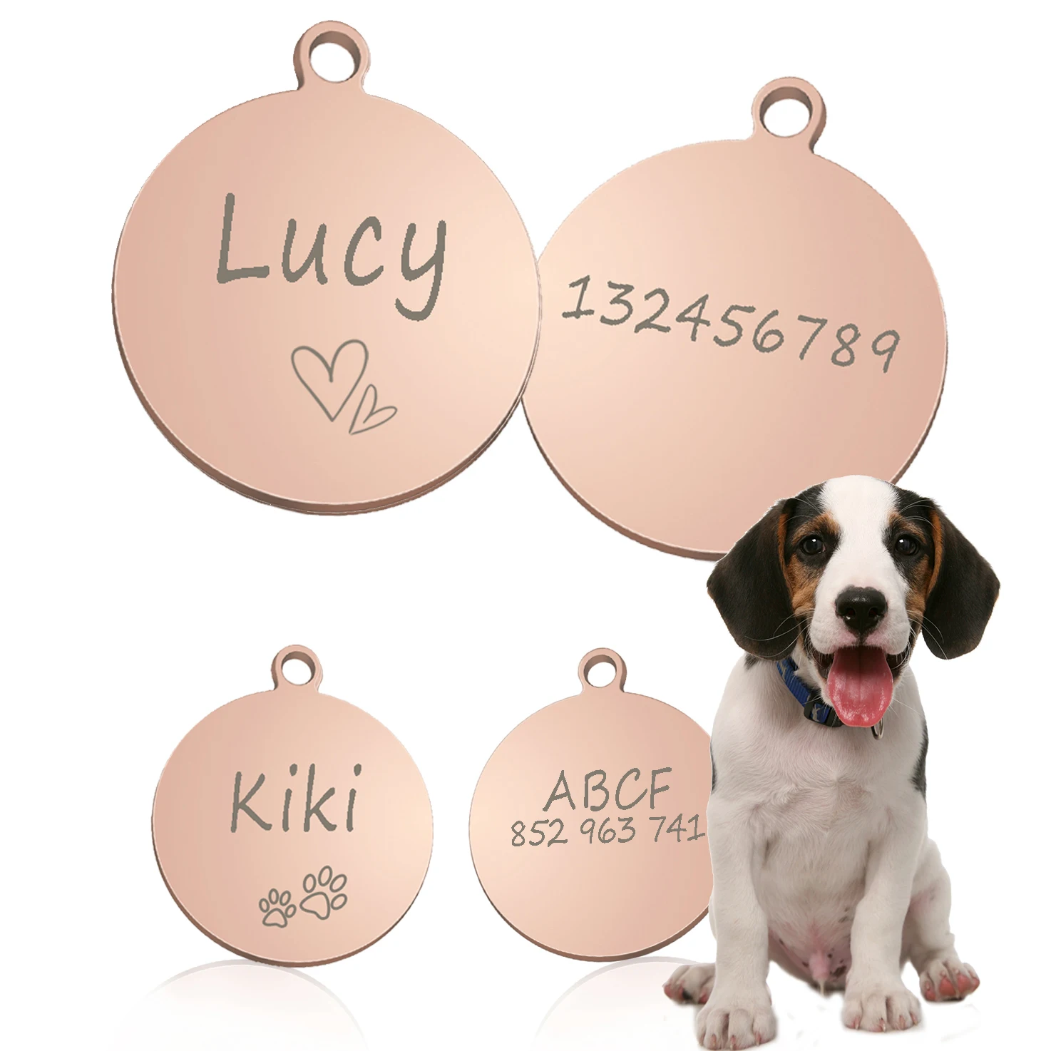 Free Customized Pet Cat Dog ID Tag Personalized Name Tags Puppy Stainless Steel Accessories Dropshipping