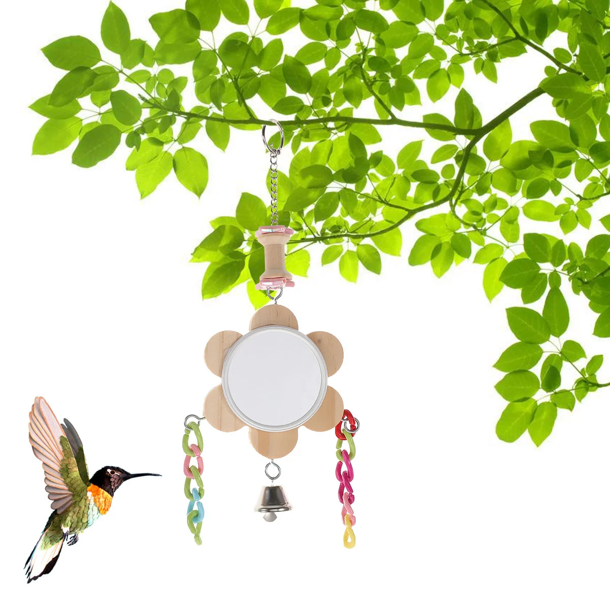 

Pet Birds Toy Parrot Cage Hanging Chewing Swing Mirror Playing Accessory bird cockatiel mirror pet bird mirror toy