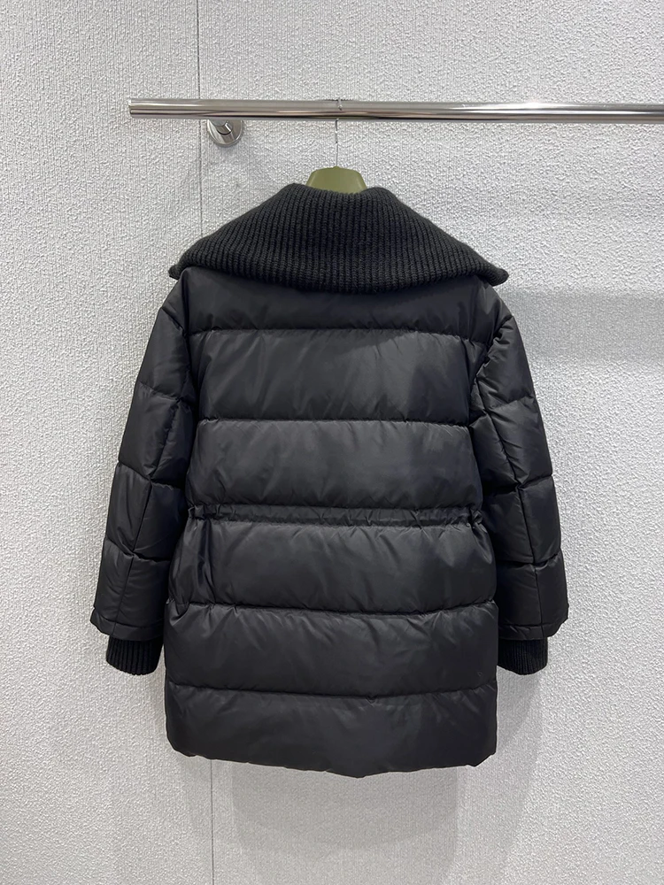 SVORYXIU شتاء جديد نمط عادية بدوره إلى أسفل طوق الرباط الأسود أسفل سترة المرأة موضة سميكة الدافئة أسفل سترة