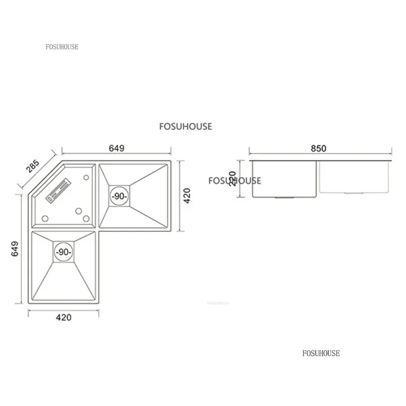 304 حوض الفولاذ المقاوم للصدأ تركيبات المطبخ الذواقة بالوعة المطبخ الزاوية متعددة الوظائف التصميم الإبداعي اكسسوارات المطبخ