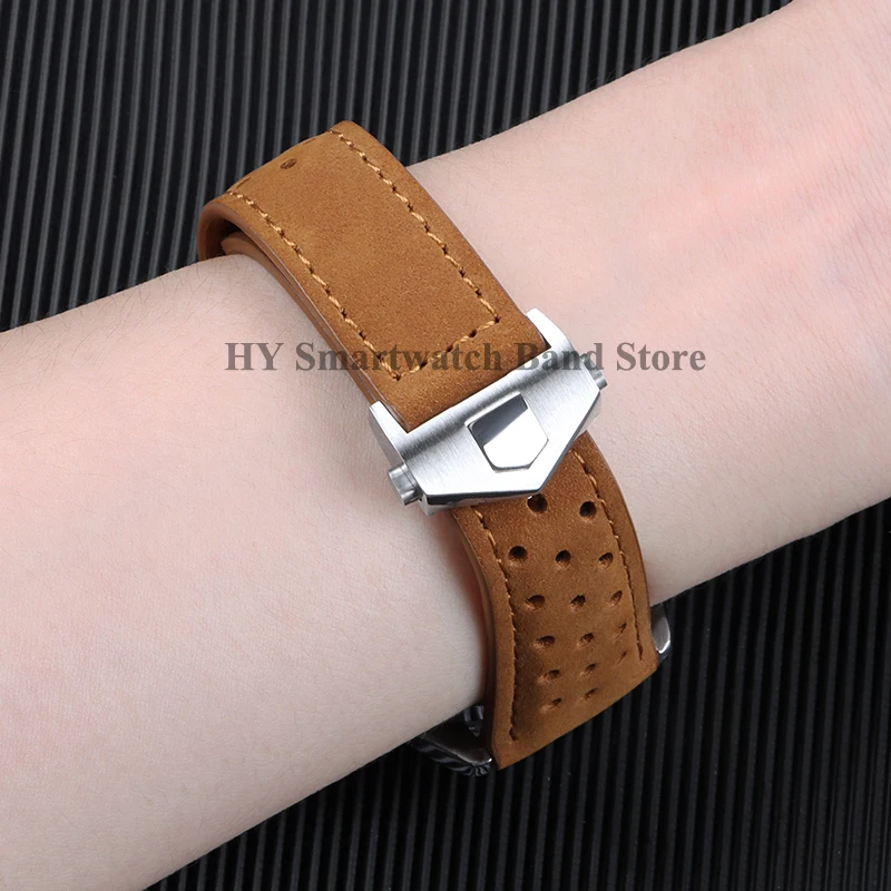 20mm 22mm 24mm Genuine Cowhide Leather Strap for Tag Heuer Replacement Wrist Band Brushed Calfskin Bracelet Solid Folding Buckle