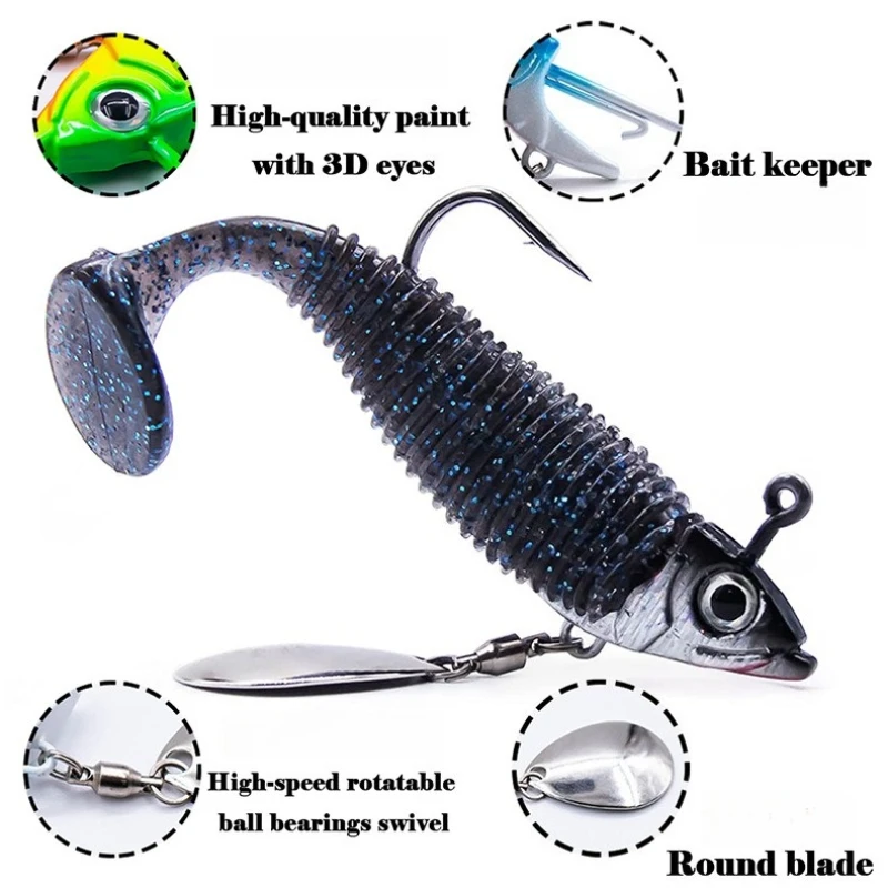 

8pcs 7.5g -15g Head Fishing Lures Sinking Rotating Sequin Metal Spoons Fishing Hooks Jigging Jigs Fishhook Baits Tackle