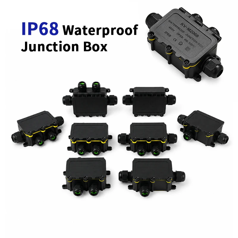 IP68 Waterproof Junction Box 2-8 Way 6 Pole Electrical Cable Connector 32A 450V PA66 for Outdoor Garden Lighting Cable Splice