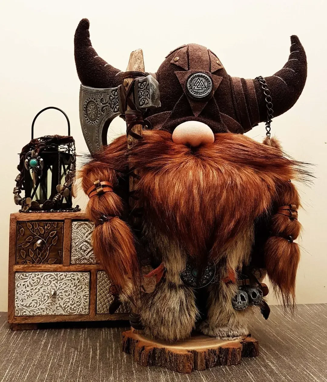 Natural Resin Crafts Statue Home Living Room Tabletop Decorated Outdoor Viking Warrior Dwarf Doll  Gnome Decor