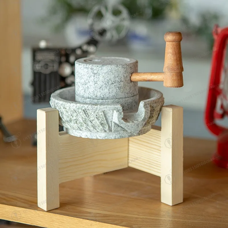 

Мини-мельница из натурального камня - винтажный декоративный элемент для дома, уникальный деревенский подарок и ностальгический декор