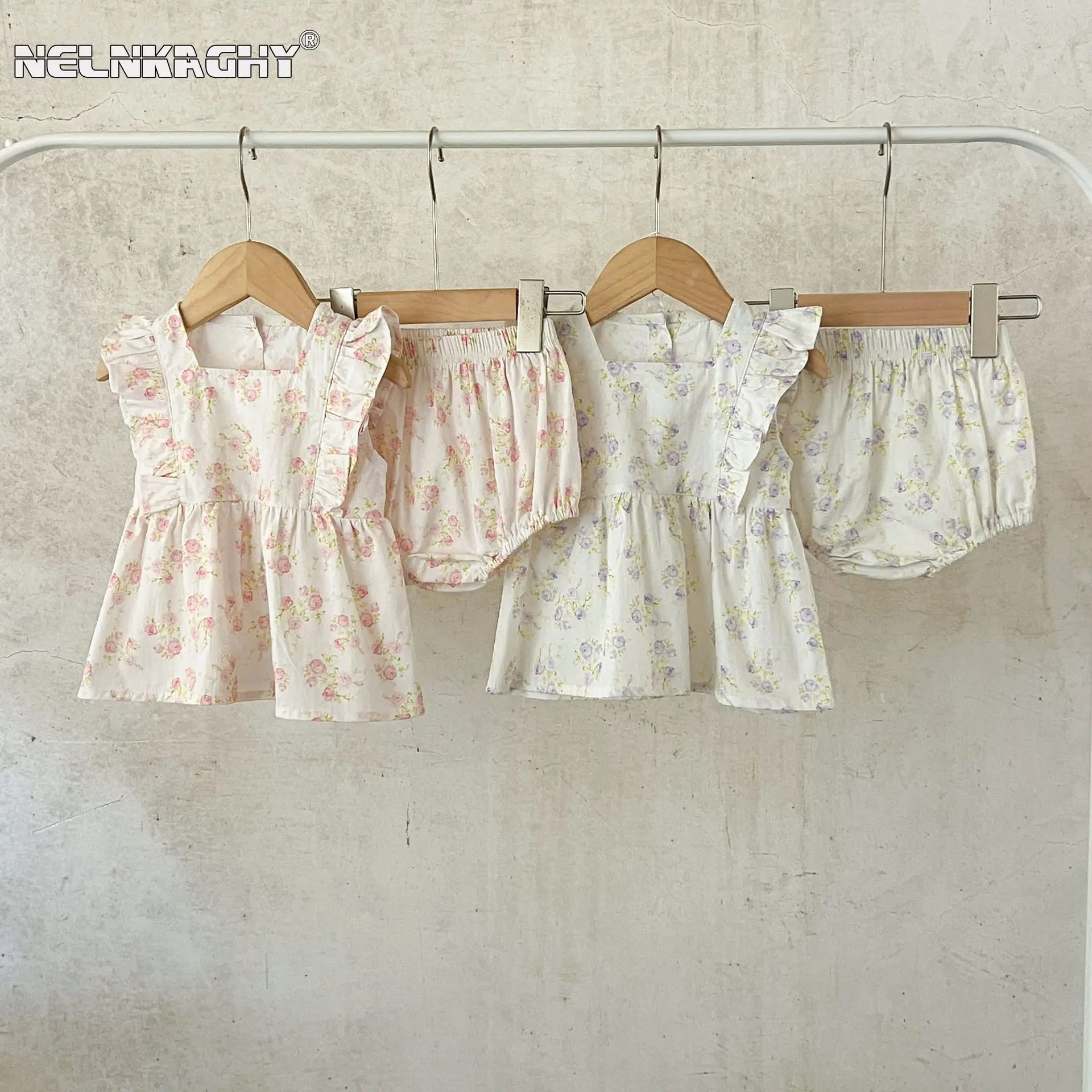 

2024 Summer New in Infant Baby Girls Sleeveless Flower Clothing Set 2pcs - Newborn Kids Top T-shirts+bottoms ,toddler 0-3Y