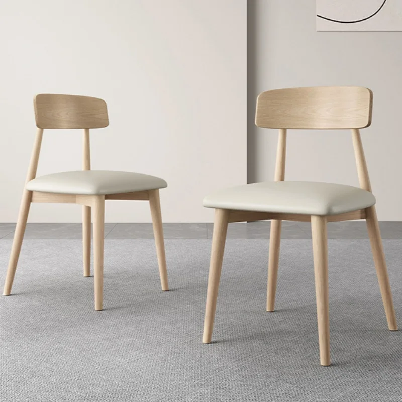 Nordic style solid wood soft seat bag dining chair household modern simple backrest solid wood casual dining chair restaurant